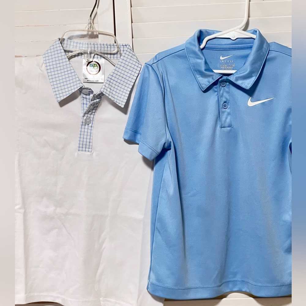 Nike Blue Dri-FIT Polo, Blank’s White Collar Polo, Southbound boat-shirt Bundle